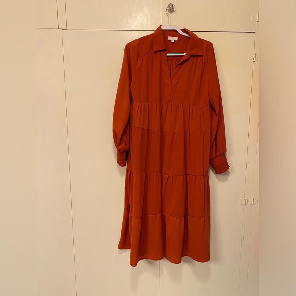 Umgee MIDI Dress Burnt Orange/Rust Size Large